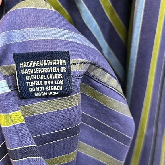 Robert Graham purple blue striped button down shirt Large - Picture 5 of 6